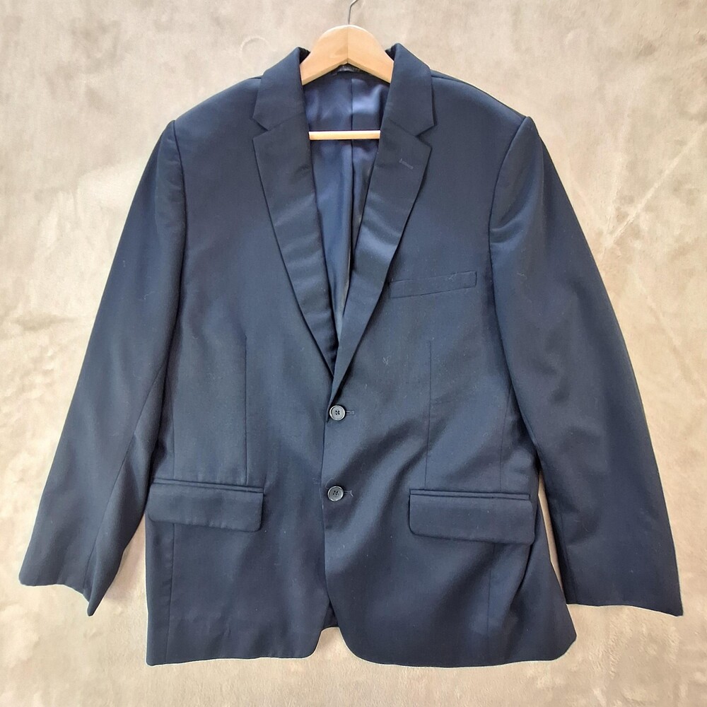 Studiosuits Suit Jacket Mens 44 Short Blue Solid Double Vent 2 Button Formal